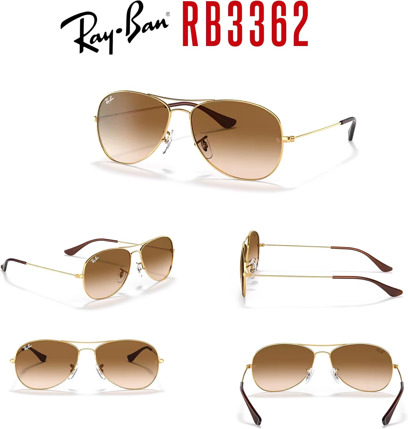 Ray-Ban RB3362 COCKPIT Aviator Sunglasses For Men +BUNDLE with ACCESSORY EYEWEAR KIT