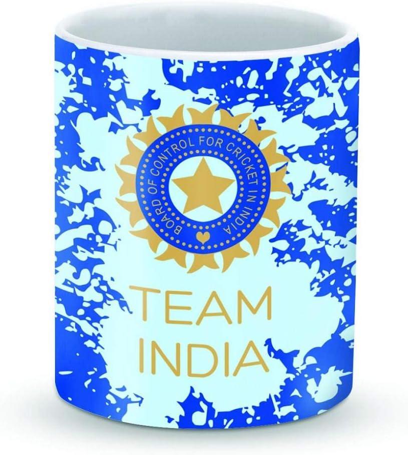 StylizeddDesigner Printed Coffee Mug with Heavy Duty Handle 11oz Ceramic Personalised Gift Mugs Cup [Microwave Safe & Dishwasher Proof ] - Team India