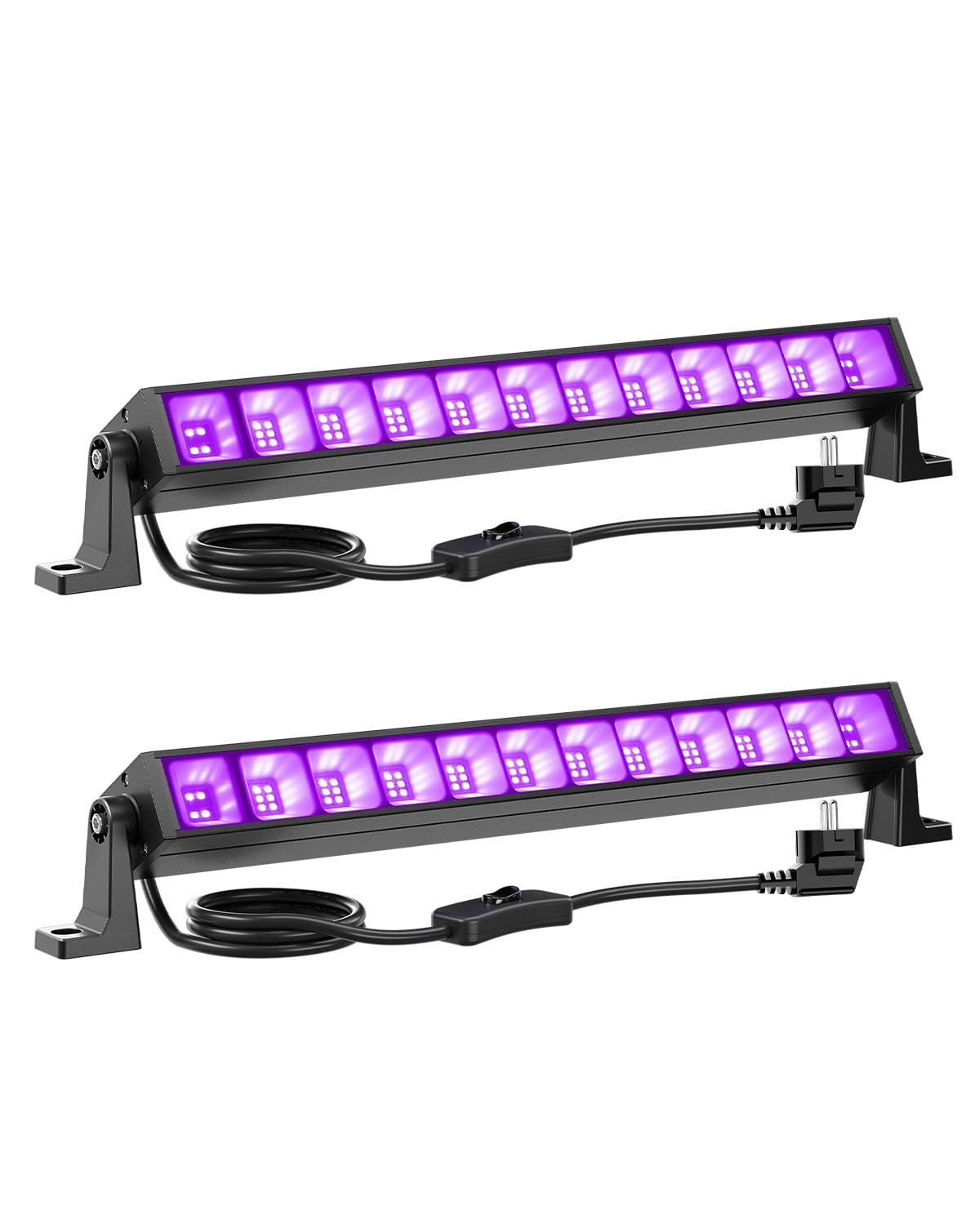 Onforu 27 W Luz LED UV Lámpara de Luz Negra (2 Pack), IP66 Impermeable Barra Ultravioleta Iluminación de Escenario con Interruptor, Cable de Alimentación de 1.5 M para Bar Discoteca DJ Navidad Fiesta