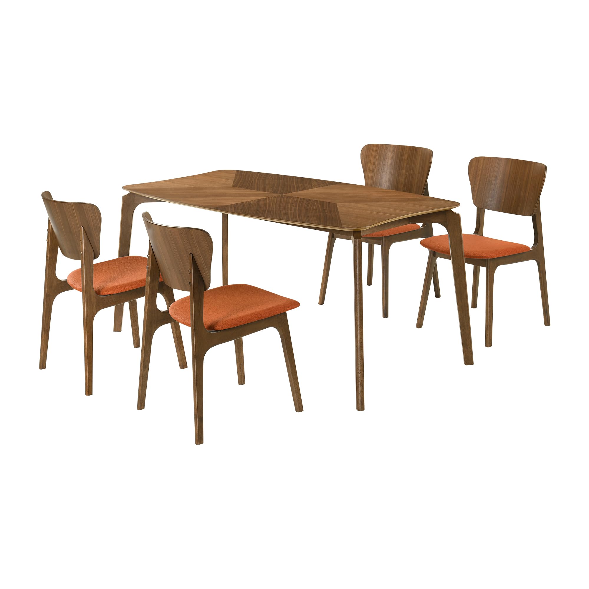 Photo 1 of Armen Living Kalia 5 Piece Wood Dining Set - Orange & Walnut