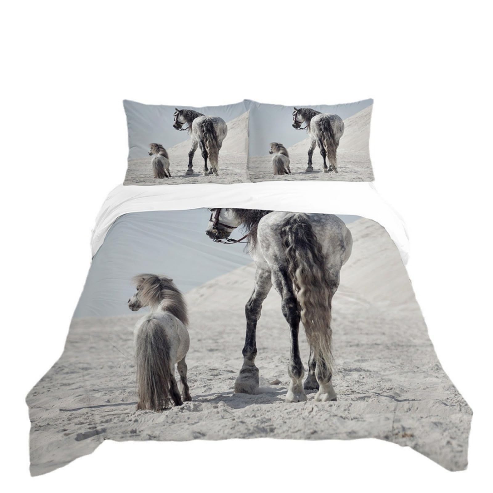 Double Duvet Set Horse Beige Bedding Double Bed Set Duvet Cover Sets