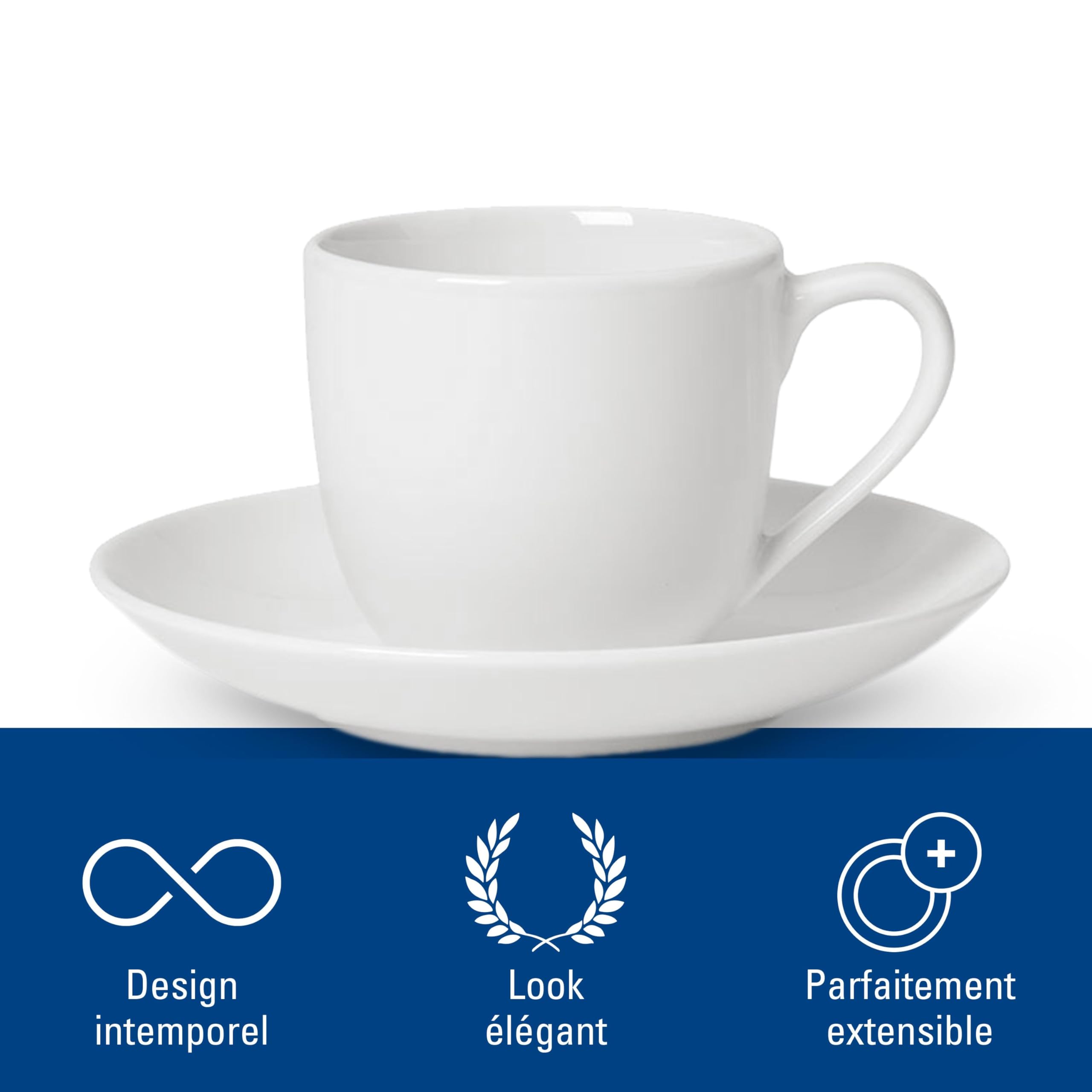 Villeroy & Boch For Me Ensemble à expresso, 4 pièces, Porcelaine Premium, Blanc
