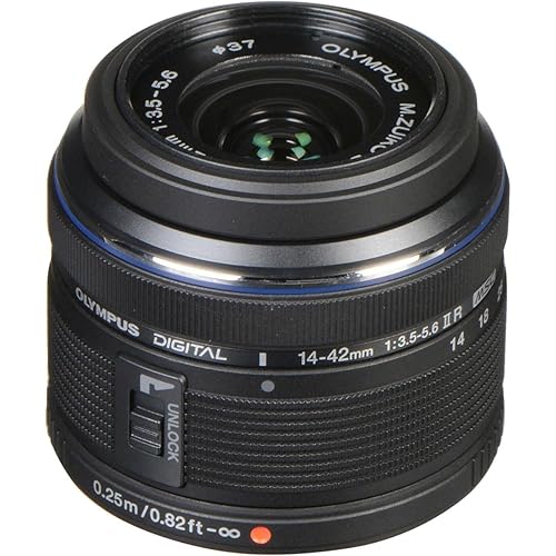 OM SYSTEM Olympus M.Zuiko Digital 14-42mm F3.5-5.6 IIR Black for Micro Four Thirds System Camera, Compact 3X Zoom Lens