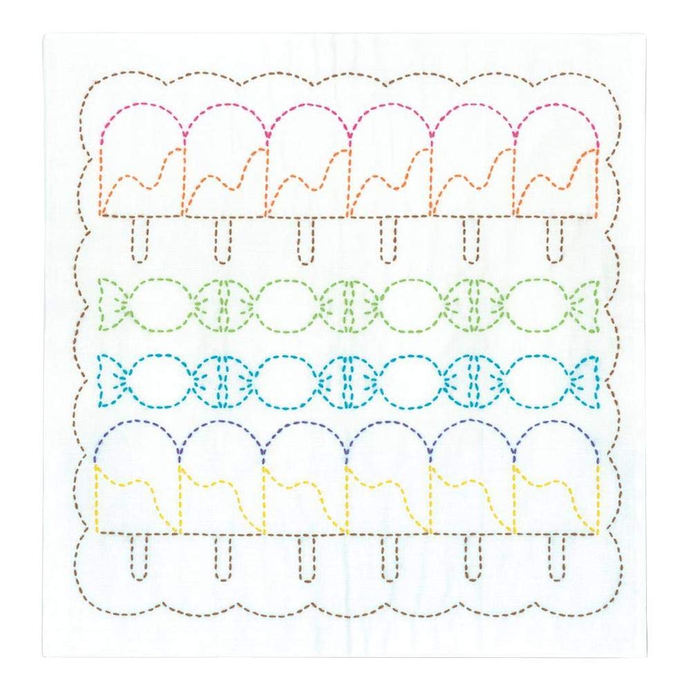 Olympus Thread Sashiko Hana Fukin Pop Designs Candles Fabric Printed Embroidery Kit