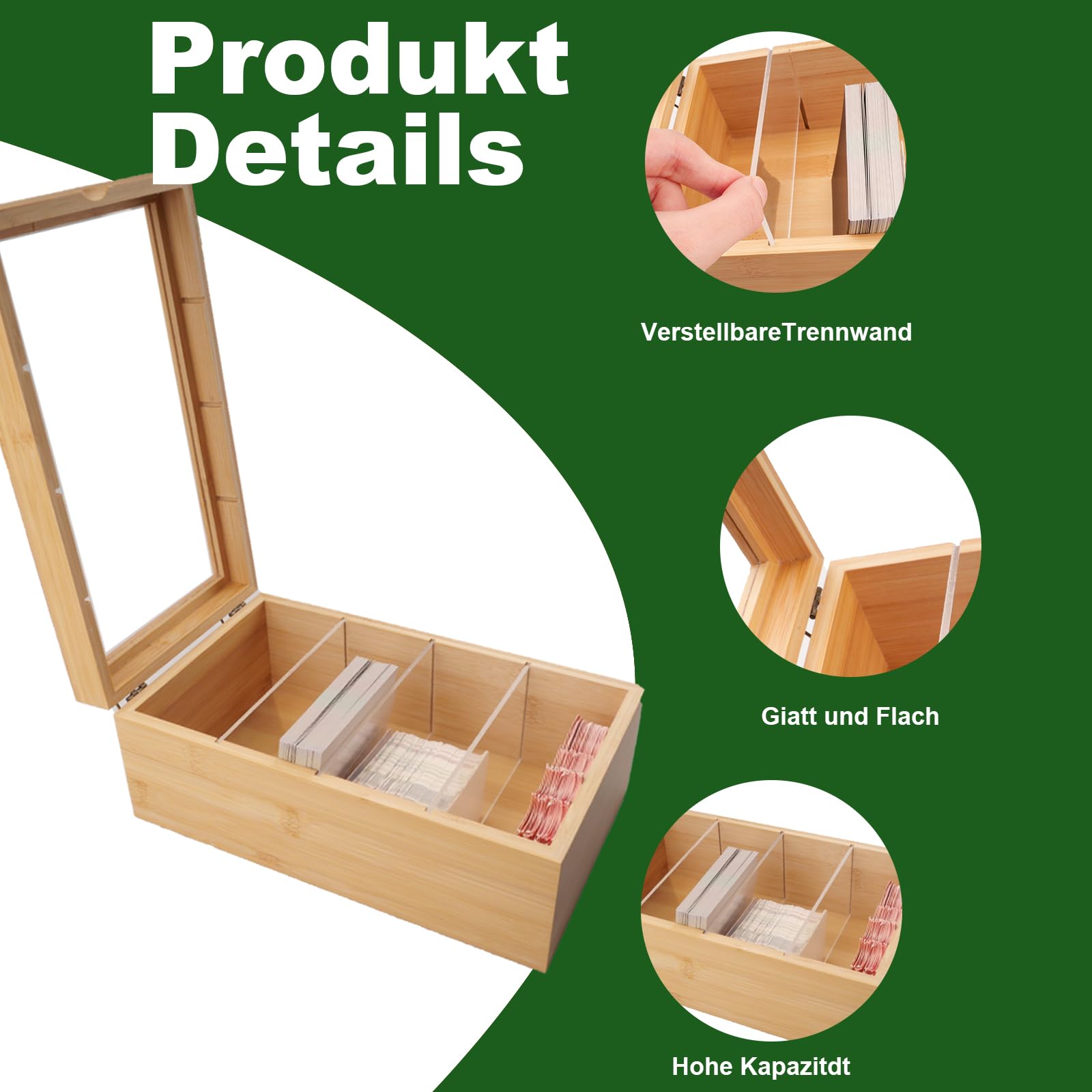 Portatarjetas de madera con 4 compartimentos, organizador para oficina, escuelas u hogar