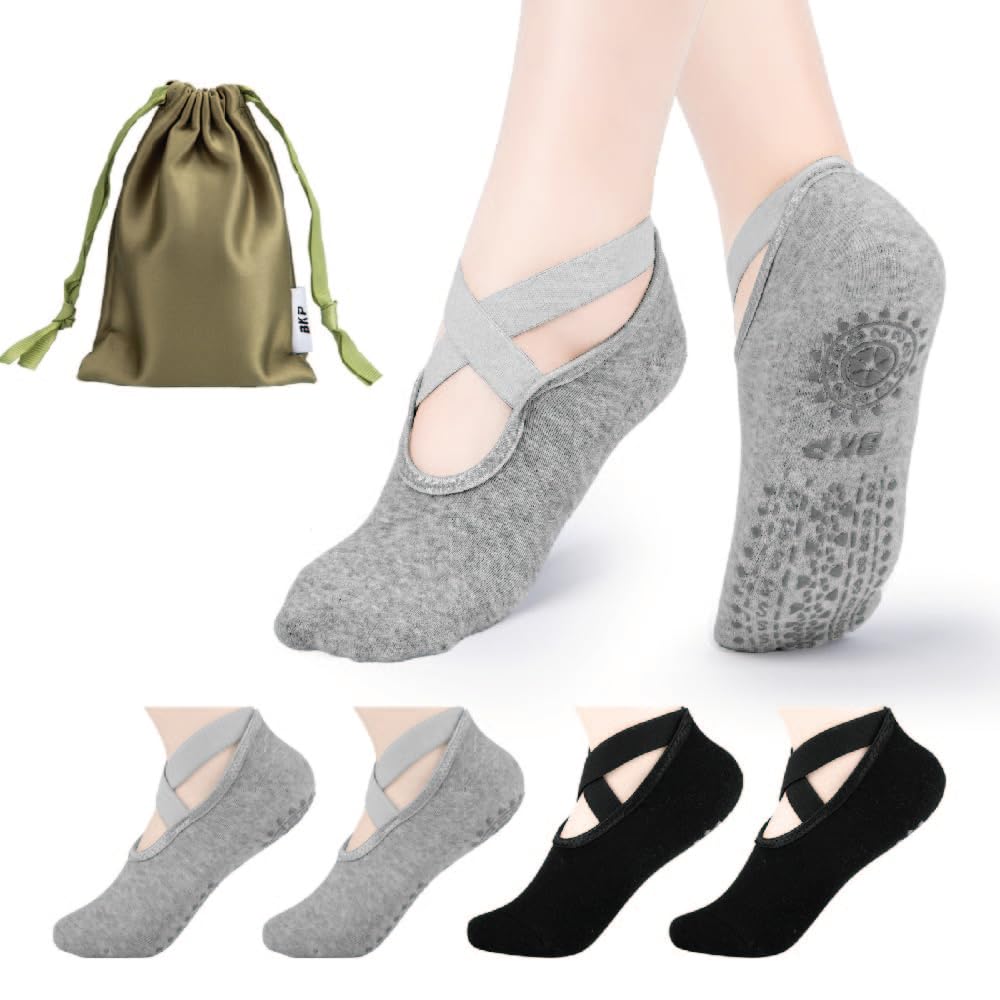 BKP Yoga Socks for Women,Pilates Socks Non Slip Grip Socks Suitable for Ballet,Plasticity,Dance,Home,Training