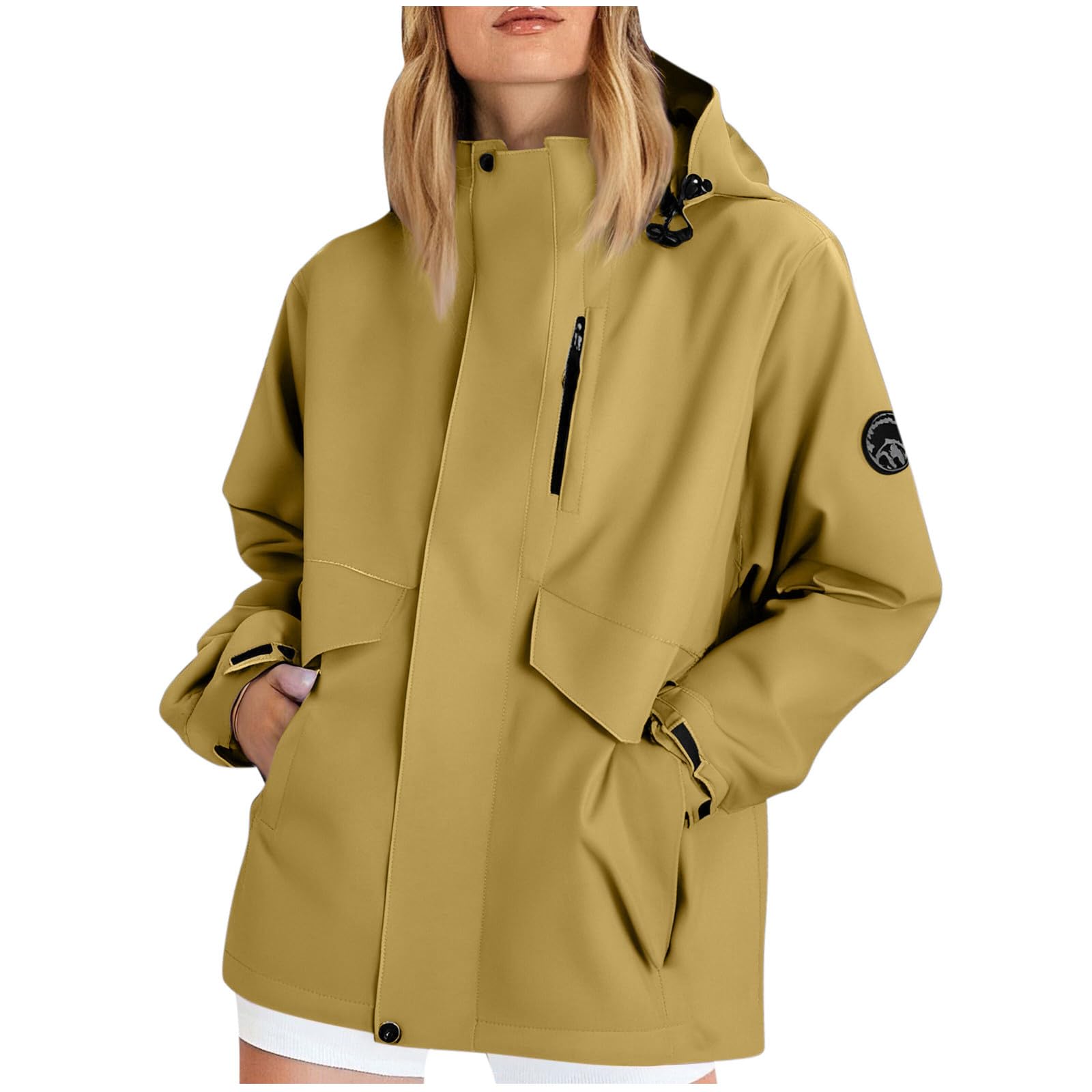 Giacca Antivento Donna Con Cappuccio E Tasche Sweatshirts Trekking Outdoor