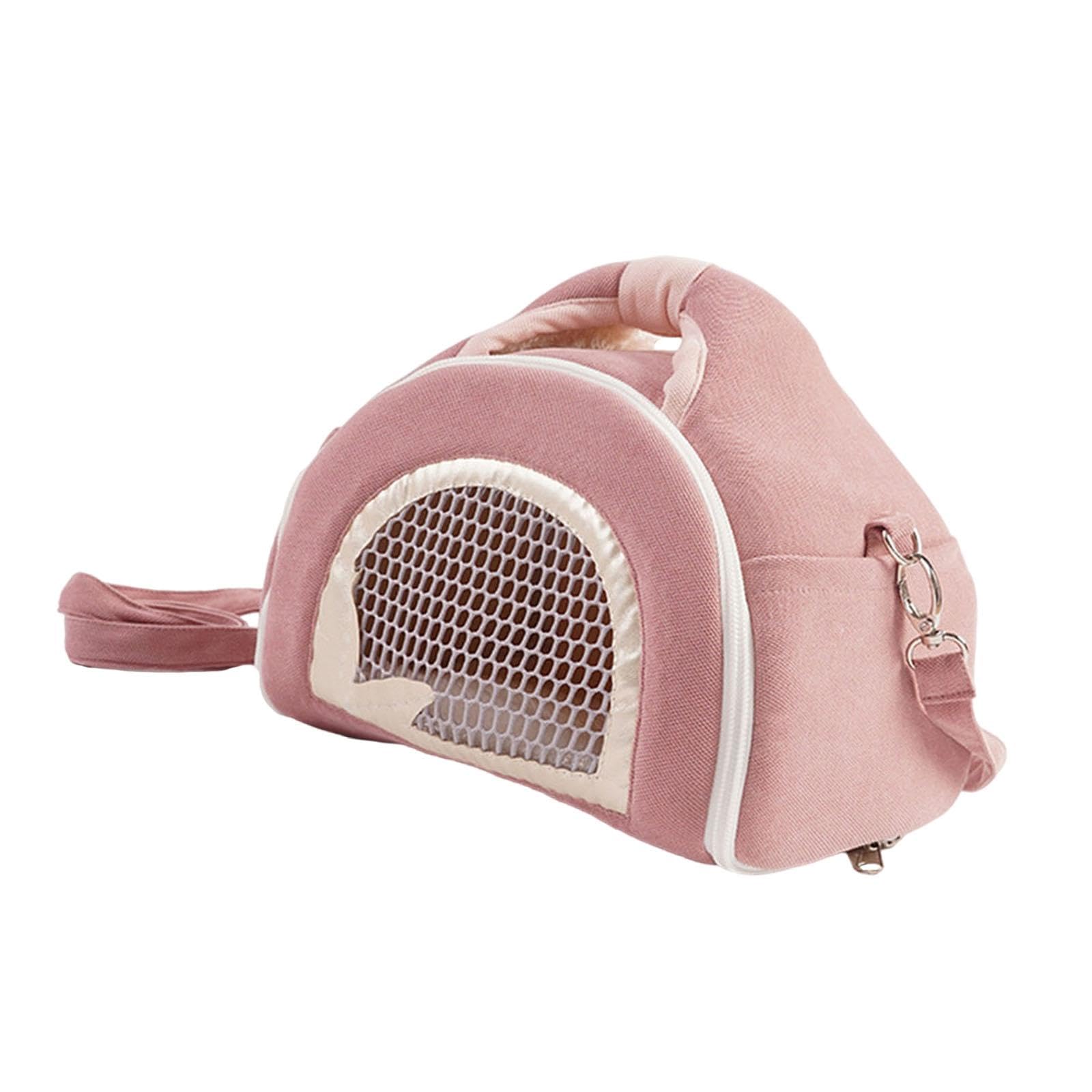 Bothyi Hamster Carrier Bag Portable Habitat with Mesh Window Small Animals Carrying Case for Small Pet Rat Hedgehog Bunny Chinchilla, Pink