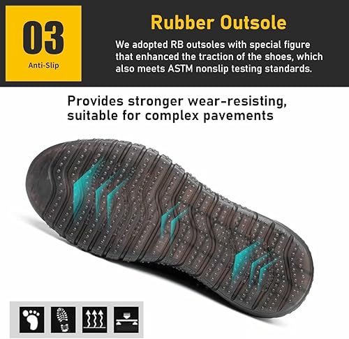 Miniatura 4 de Furuian Steel Toe Shoes for Men Comfortable Safety Shoes Non Slip Steel Toe Sneakers Warehouse Industry Contstruction Mens Work Shoes
