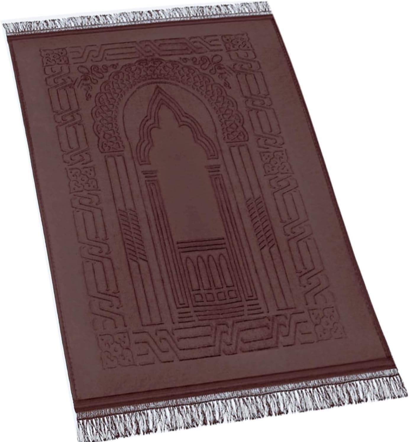 JE JOUE Luxury Islamic Prayer Mat with Tasbih Beads - Extra Thick Large Padded Sajadah for Men, Women & Kids, Soft Non-Slip Muslim Prayer Rug for Eid, Ramadan, Travel(31 "x 47",Dark Coffee)