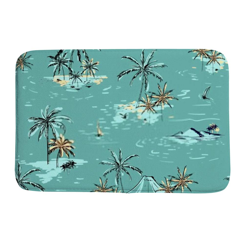 Tapis de bain motif île vert pour transformer votre pièce en oasis