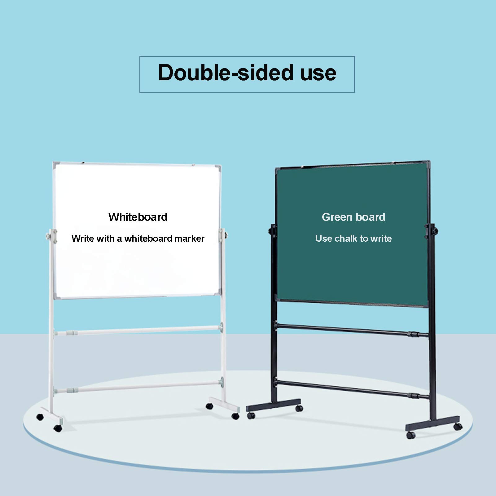 Doppelseitige, magnetische, trocken abwischbare Tafel, 360° Flip, höhenverstellbar, 90 x 120 cm, für Zuhause, Schule, Büro