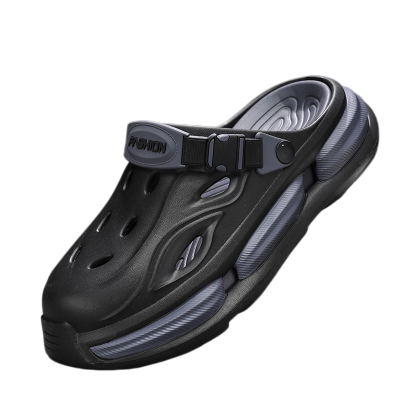 WANGSHUO Letnie klapki unisex Eva Clogs Slides, oddychające miękkie letnie sandały, poślizgnij się na dorywczo plaża ogród na świeżym powietrzu-czarny-42-43