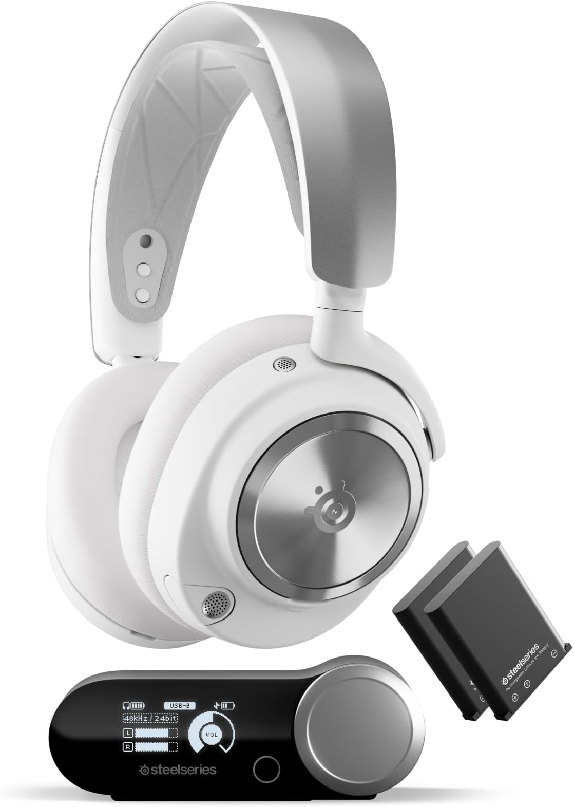 Arctis Nova Pro Wireless Multi-System Gaming Headset - Neodymium Magnetic Drivers - Active Noise Cancellation - Infinity Power System - ClearCast Gen 2Mic - PC, PS5, Switch, Mobile - White