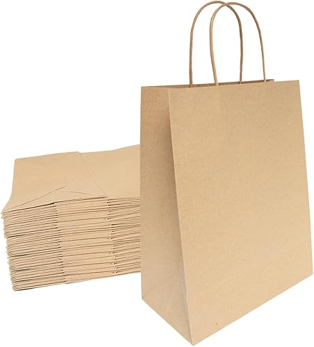 Miniatura 1 de 24 bolsas de papel con asas a granel de 10.6 x 8.26 x 4.33 pulgadas, bolsas de regalo grandes, bolsas de regalo de fiesta de cumpleaños, bolsas de