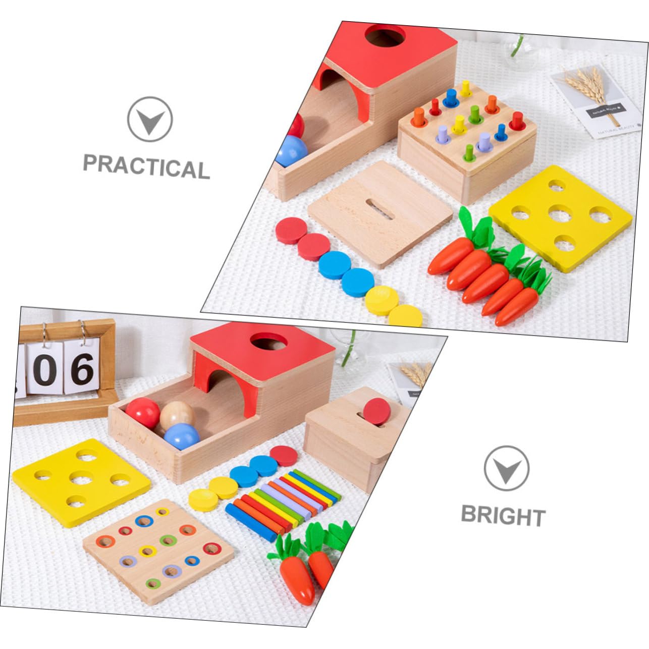 Juguete Montessori de Madera para Educativo de Coordinación Mano Desarrollo Habilidades Motoras Finas para Preescolar