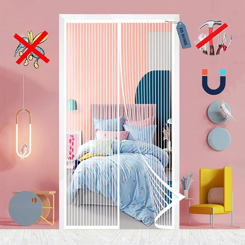 Magic Click Window Mosquito Net | Insect Protection | with Click-On Magnets | Semi-Transparent,White,100x270cm/39x106inch