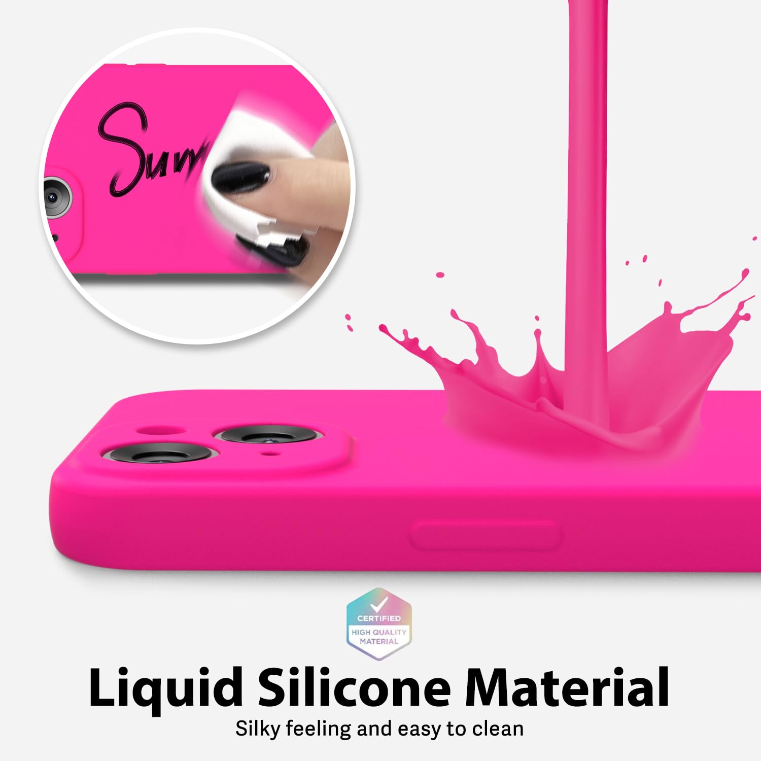 oakxco for iPhone 16 Pro Max Case Liquid Silicone, Soft Rubber Gel Elegant Aesthetic Basic Simple Cover, Cute Thin Slim TPU Matte Solid Color Plain Smooth Case for Women Girl, Light Pink — view 1550