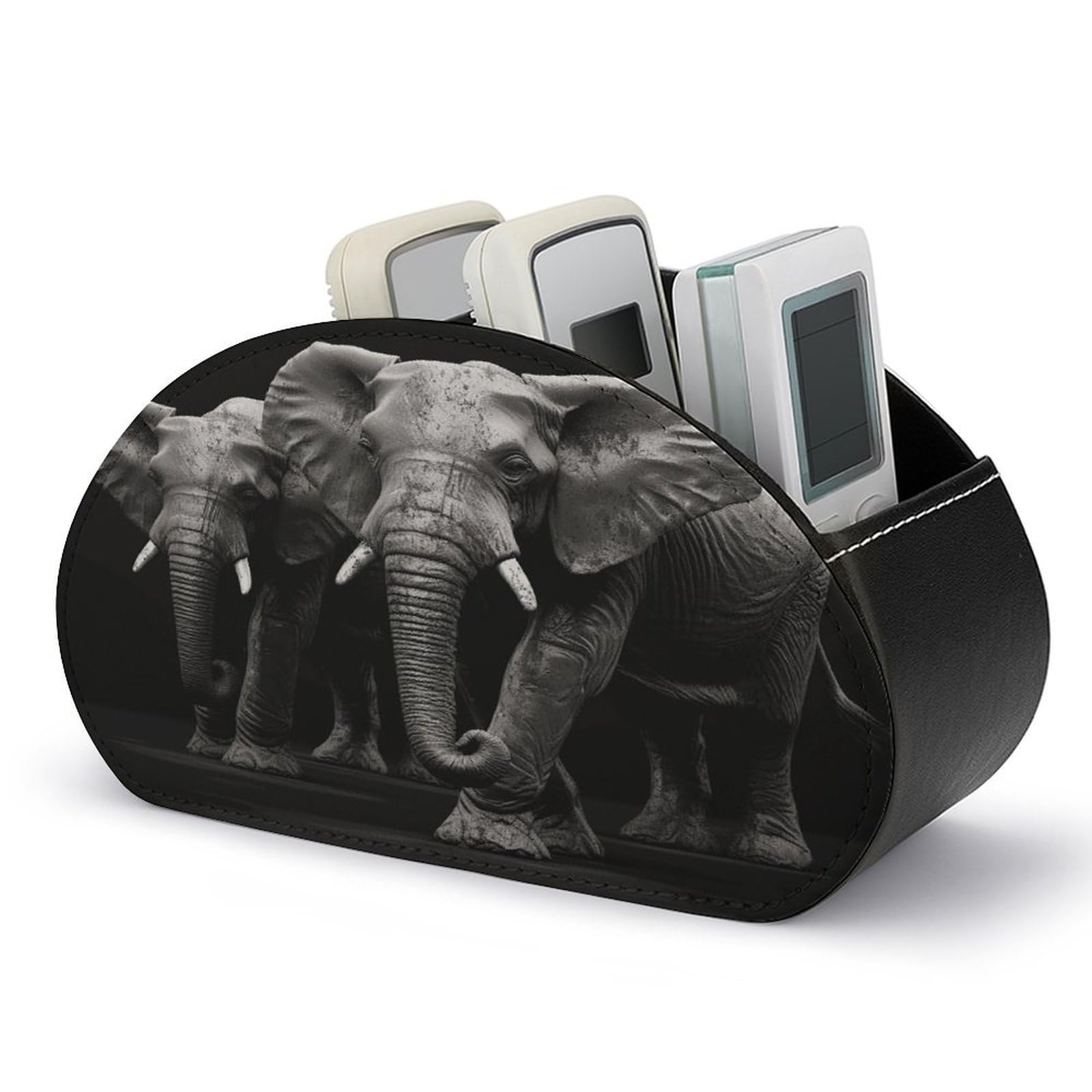 Btcowzrv Style 3D Gray Elephant Remote Control Holder With 5 Compartments