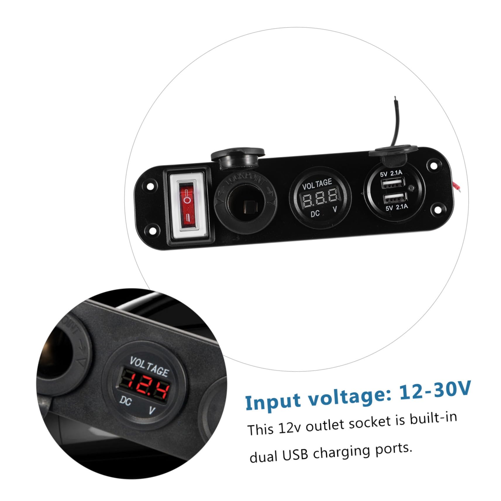 Caricatore Auto USB Voltmetro Digitale, Doppia Porta e Pannello