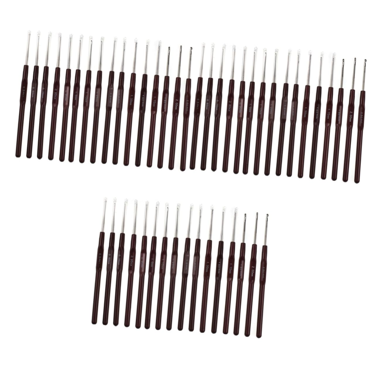 ABOOFAN 54pezzi Uncinetti Ergonomici Plastica Con Manico Antiscivolo e Ago Per Lavori Maglia Strumenti Di Maglieria Per Principianti e Esperti Caffè