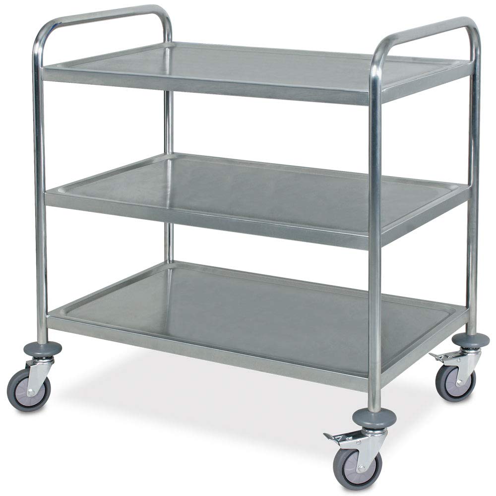 BRB Edelstahl-Servierwagen, 3 Etagen, LxBxH 860x540x940 mm, Tragkraft 150kg