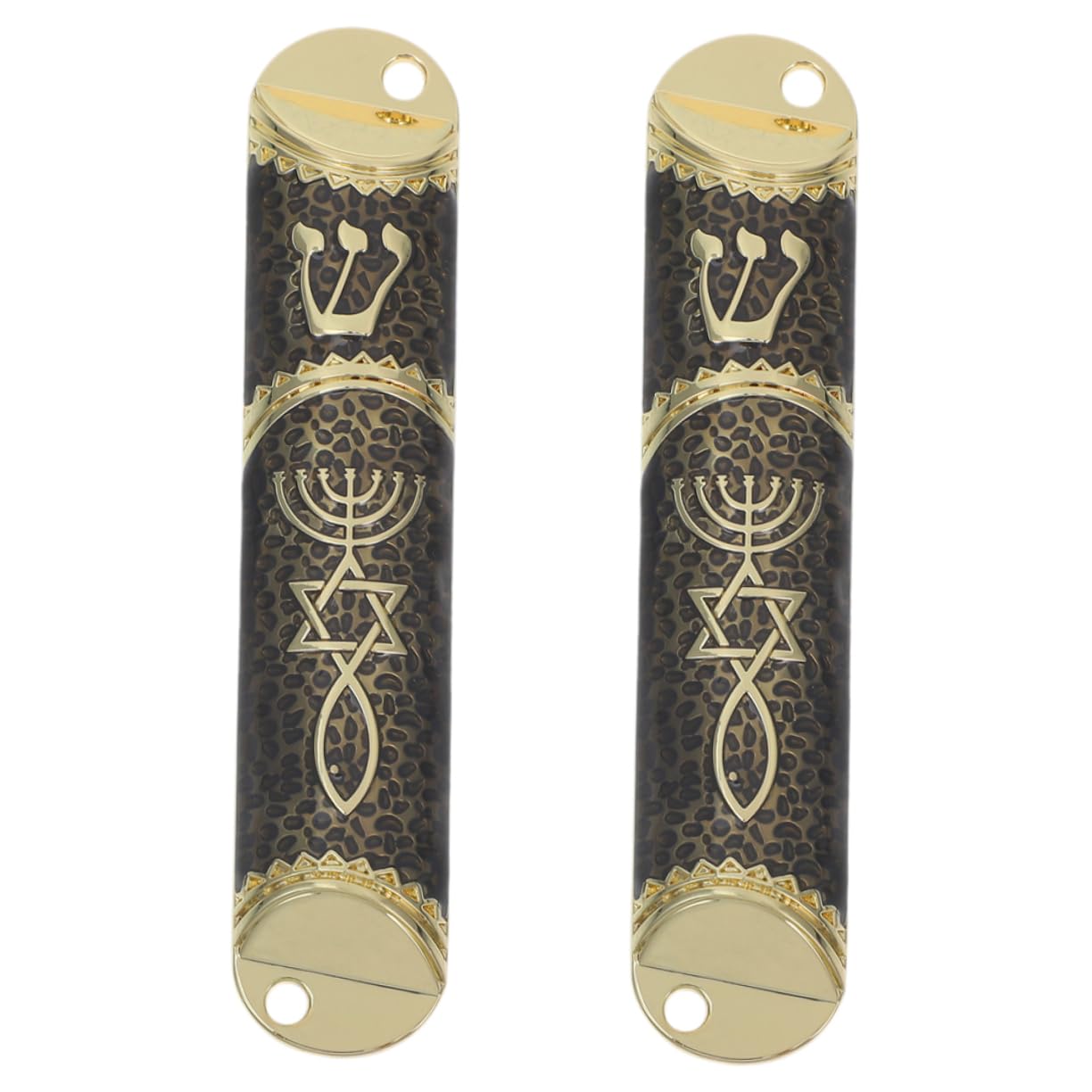 CORHAD 2Set Jerusalem Mezuzah Case with Vintage Metal Holder Star of Religious Blessing Wall Ornament for Jewish Home Decor Housewarming Present