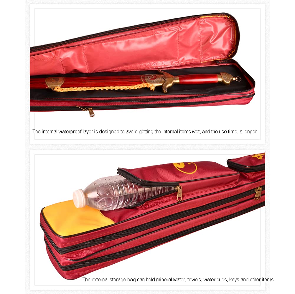 G-LIKE Bokken Sac de transport japonais – Simple et double couche de sac d'épée avec plusieurs poches – Toile avec PU (rouge, simple