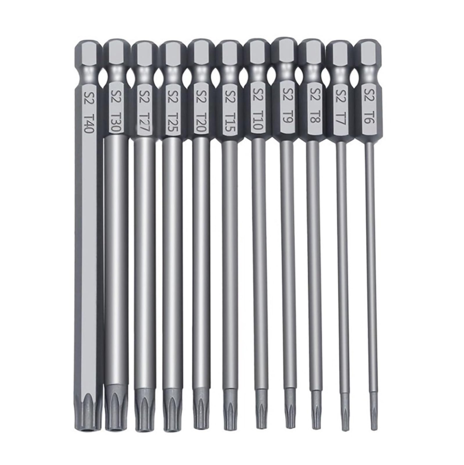 Waningmoto 11Pcs 100Mm Torx Bit Security Screwdriver Bits, 1/4 Inch Hex Shank, T5-T40