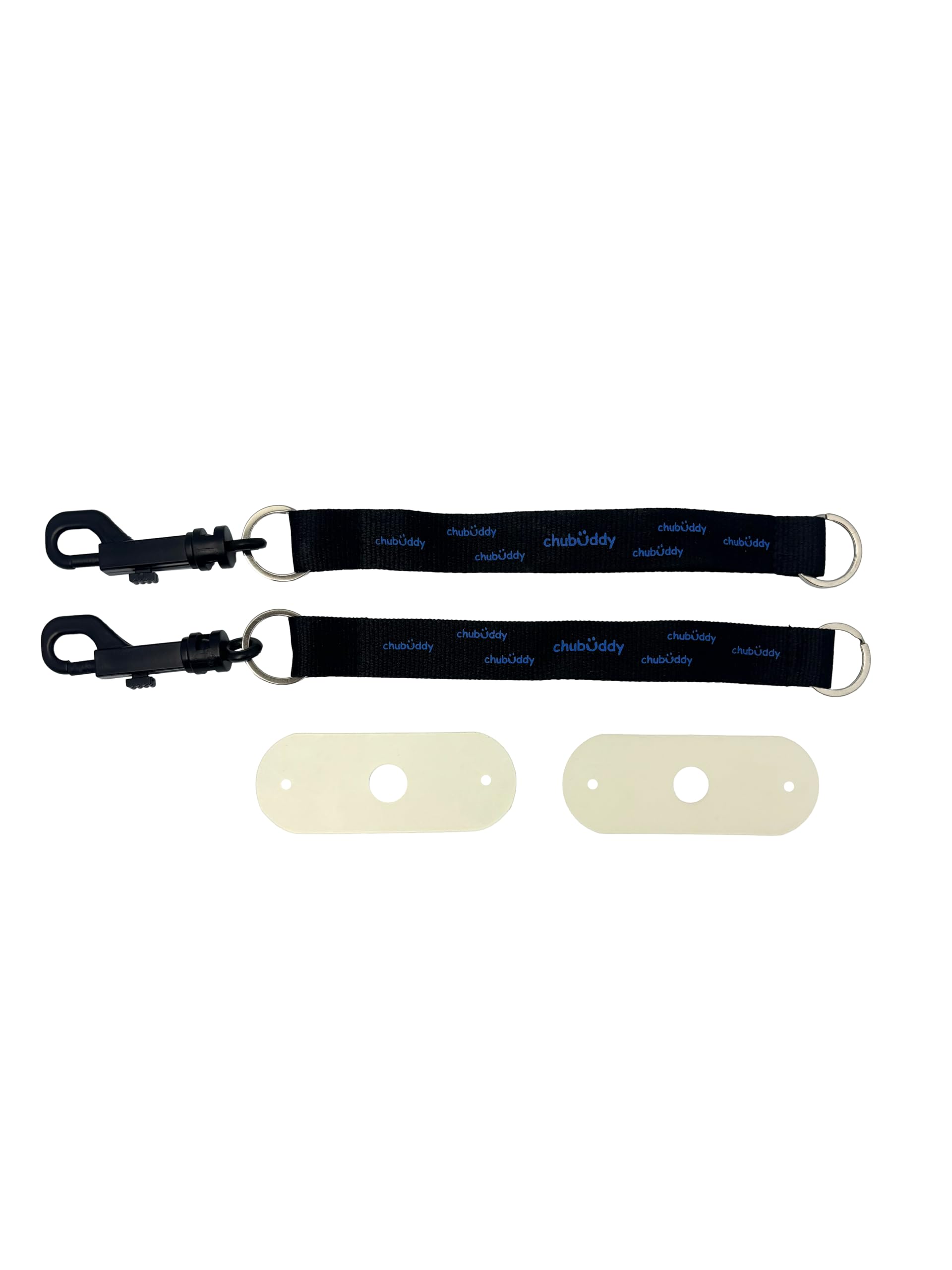 CHU-BUDDY Chewy Holder - Paquete de 4: dos cordones negros con clip y dos (negro) para el cuello