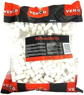 Licorice in 1 Kilo /2.2lbs - Venco Schoolkrijt (Mint Coated Licorice) School chalk liquorice. by venco
