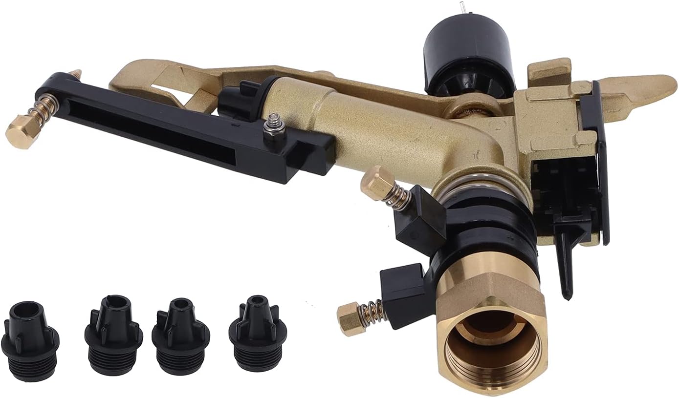 Rotating Sprinkler, DN25 Rocker Arm Adjustable Angle Watering Accessories Fence Post Driver Gas Hammer Drill T Attachment Heavy Duty Impact Garden Irrigation Tool Sprinklers for