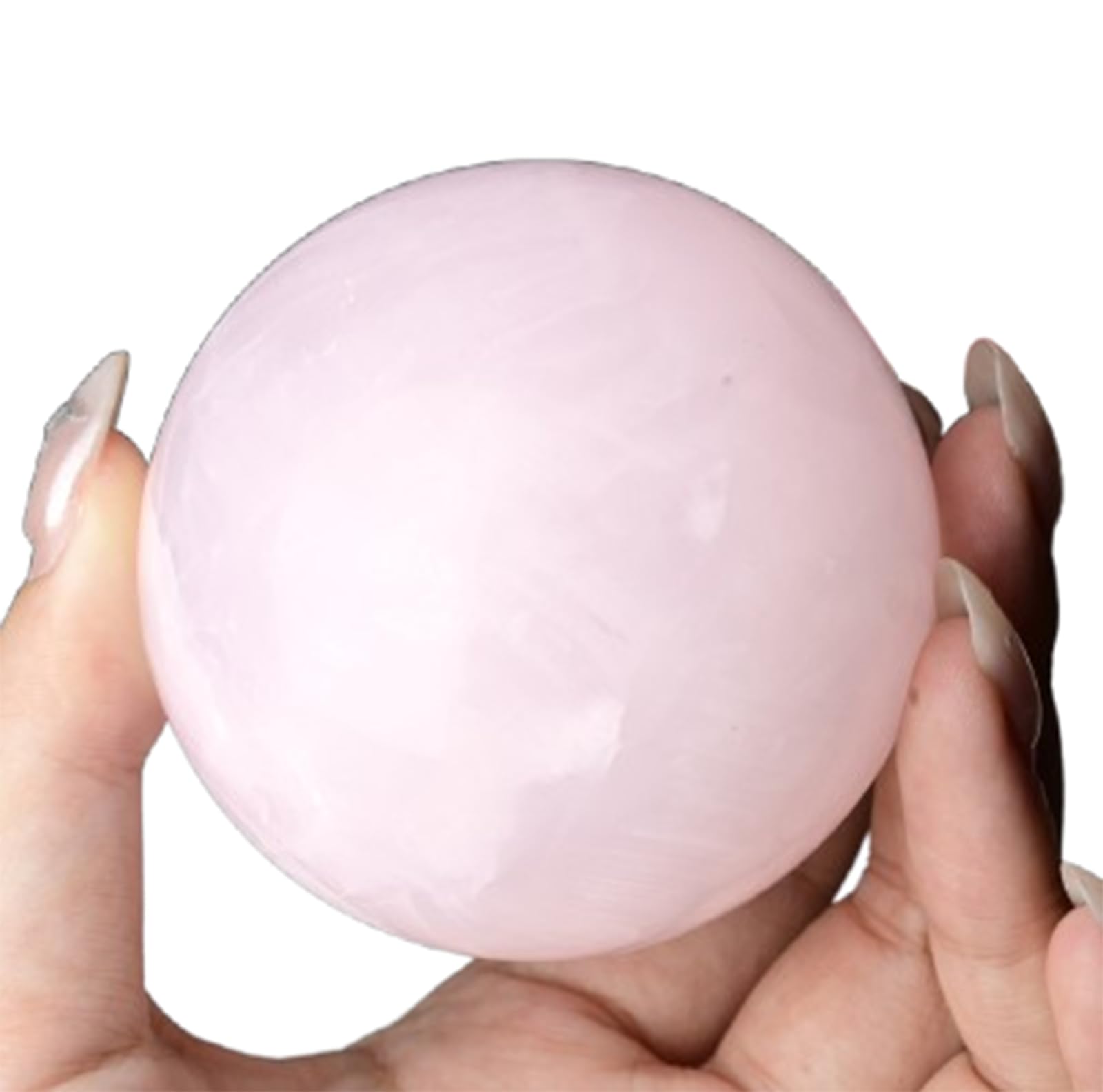 KCDFDVJFBM Beautiful Calcite Crystal Ball Rose Quartz Gemstone Sphere Divination Feng Shui Aura Home Desk Decor Decorative,60~70mm