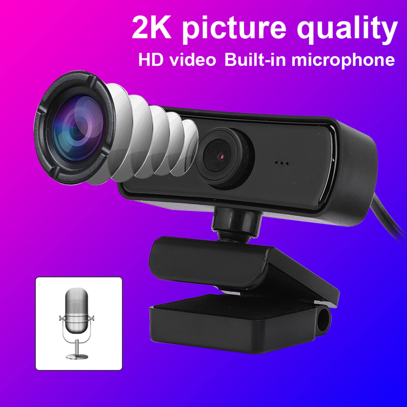 1080P Webcam met Microfoon, Omni-directionele Geluidsopname, 360 Graden Draaibaar, één Toets Om Foto's Te Maken, USB-webcomputercamera, voor Zoom/voor Skype/voor Teams/voor Webex Laptop-pc