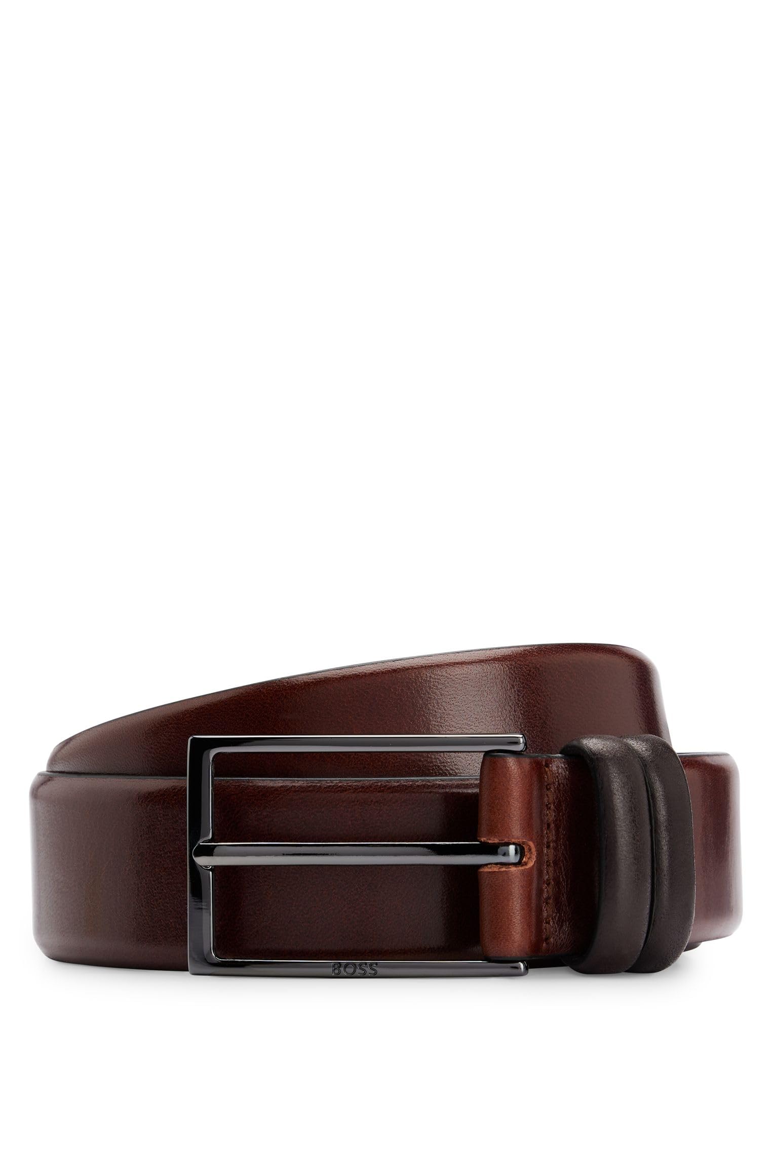 Boss Men's Carmello Belt made of Vegetable-tanned Leather with Metal Details (Carmello) - brown, size: 90