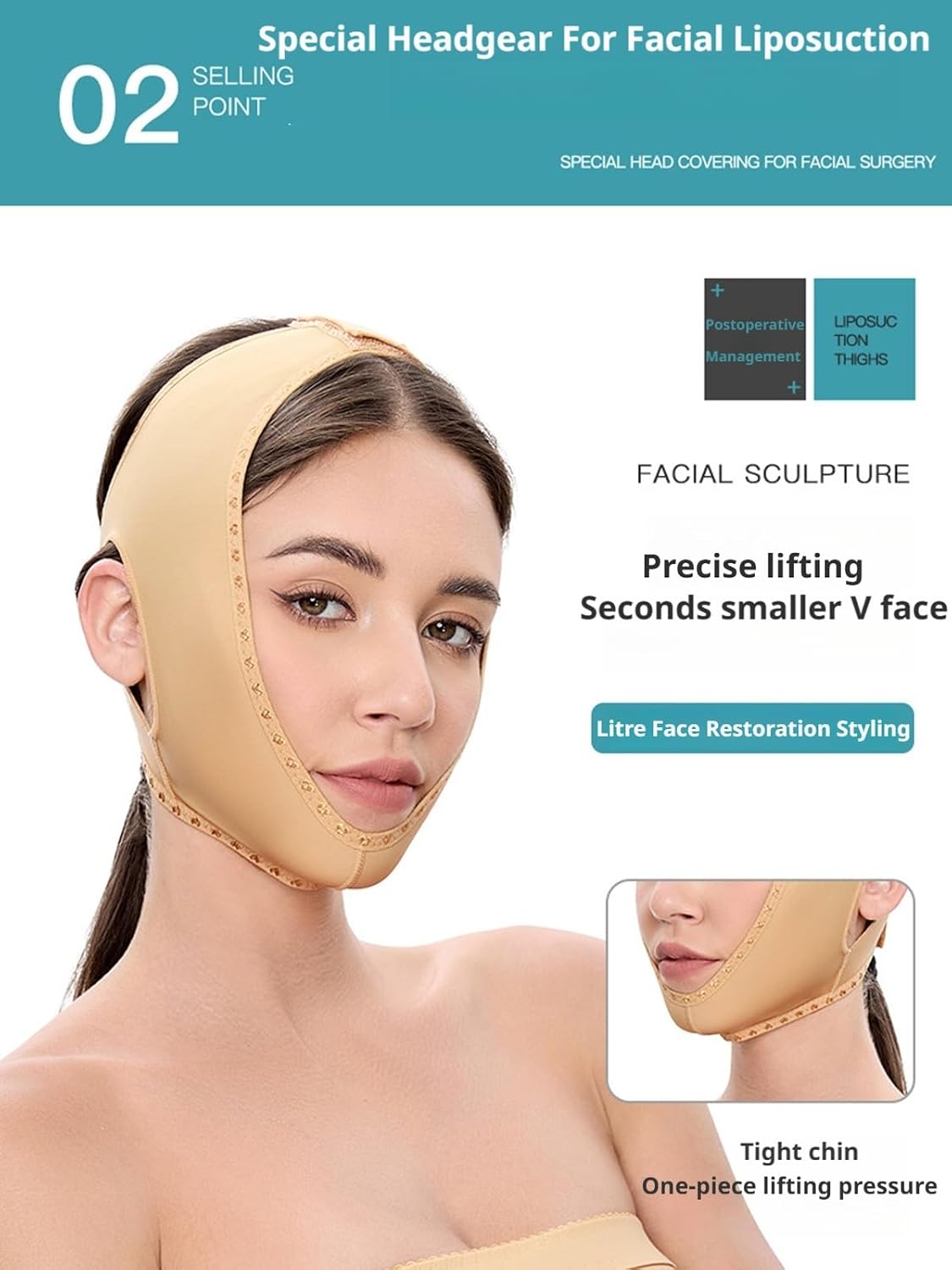 Face Toning Belts Face Toning Belt for Women Double Chin After Lipo Compression Garment Wrap Facial Slimmer,Beige(Small)