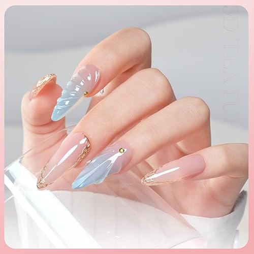 Miniatura 4 de GAOY Gel de uñas 3D, 0.53 oz de gel transparente para tallar, moldear y pintar diseños de arte de uñas, pegamento de diamantes de imitación para