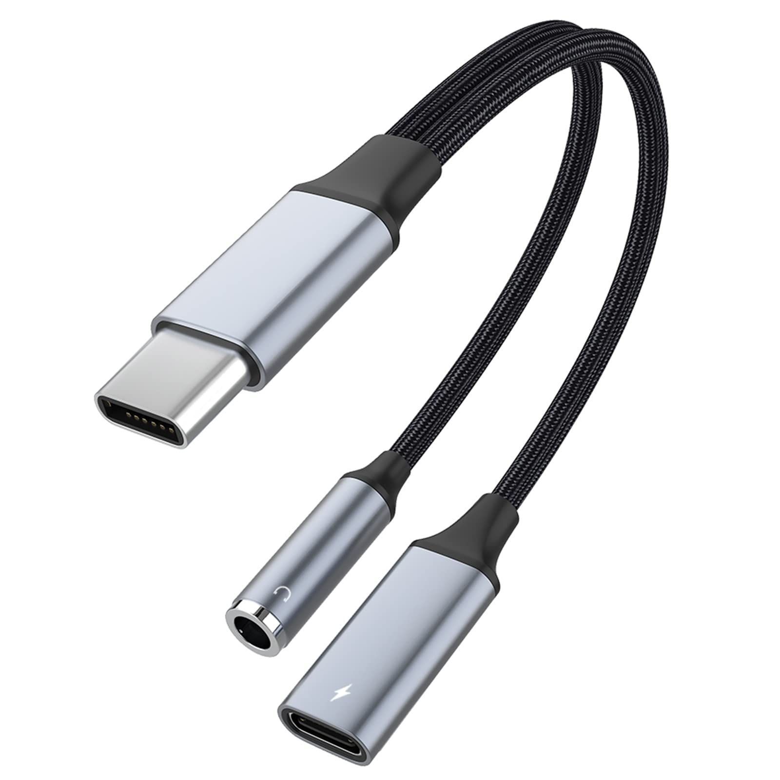 USB C to 3.5mm Jack, 2 in 1 Type C Headphone Adapter and Charger, Aux Digital Audio Earphone Adaptor, Hi-Res DAC Adaptor Compatible with Samsung Galaxy S22 S21 S20 Ultra Note 20, Huawei