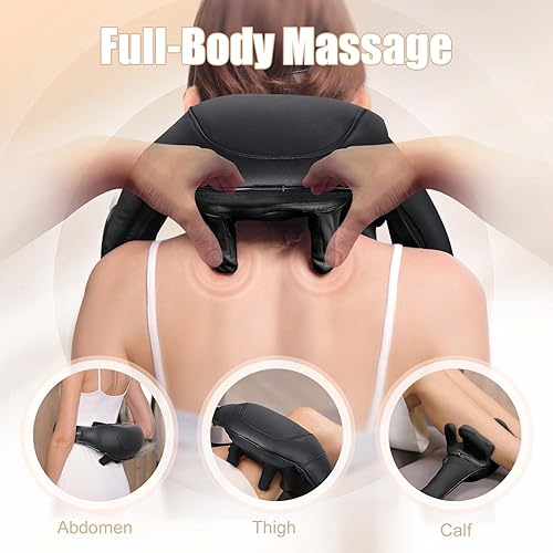 Miniatura 6 de Shiatsu - Masajeador de espalda y cuello, masajeador inalámbrico de hombros con calor, almohada eléctrica de masaje de tejido profundo 3D para