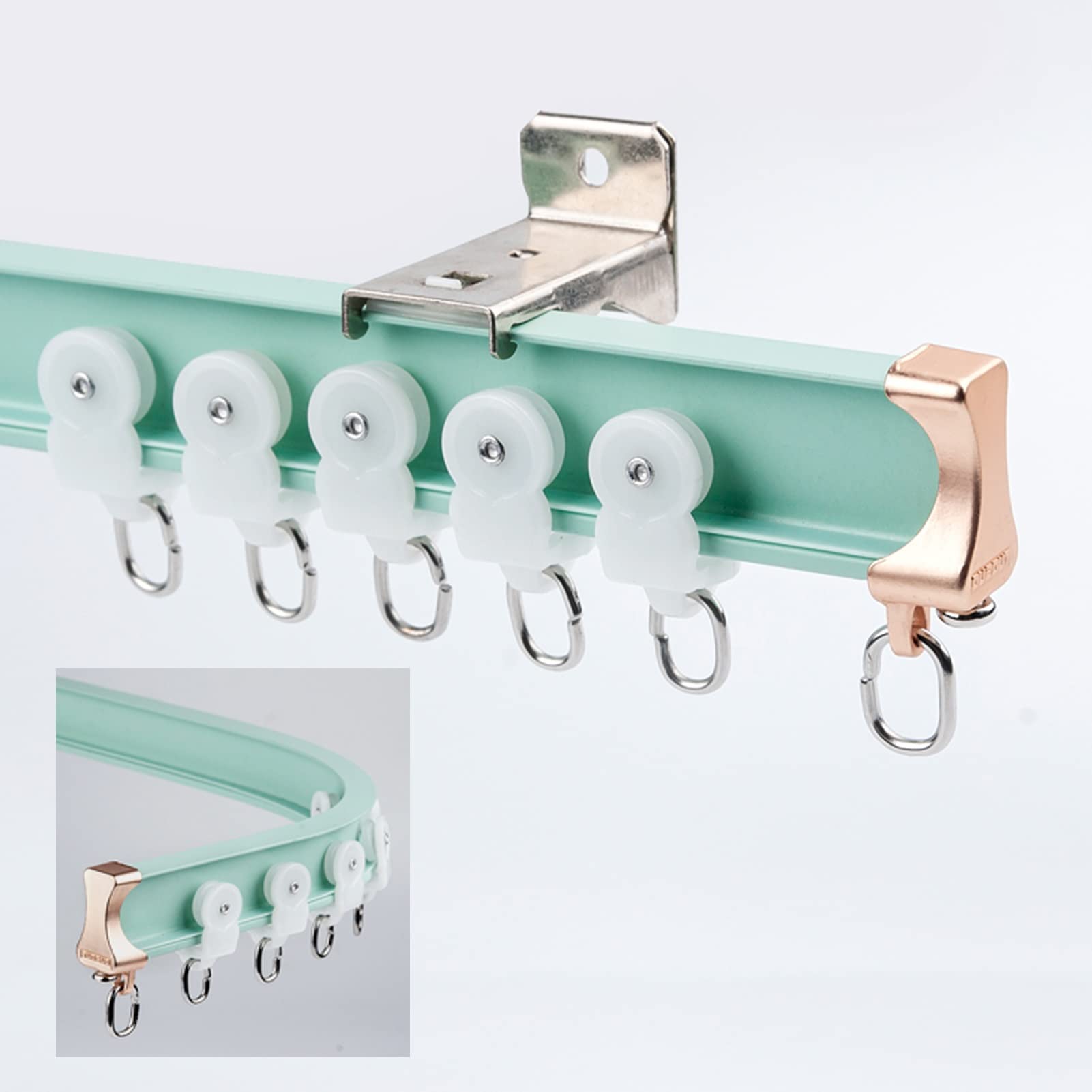 SFNIOKFG Curtain Track Ceiling/Wall Mount, Shower Curtain Rods Set for RV/Camper/Bathroom/Room Privacy, Aluminum Alloy Curtain Rails, Easy to Fit (Color : Wall Mount, Size : 260cm/8.5ft)