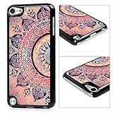 iPod 5 Case,iPod Touch 5 Case,iTouch 5 Case- MOLLYCOOCLE Painted Series Black Frame PC Bumper and Back Aluminum Hard Shell Cover Pink Totem Flower Pattern Cover for iPod Touch 5 5th Generation