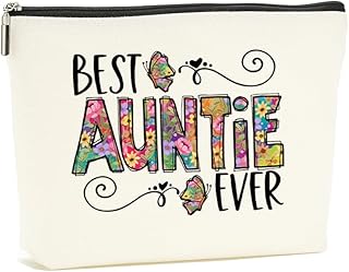 Auntie Makeup Bag Cosmetic Bag for Women Aunt Gifts Auntie Gifts from Niece Nephew Best Aunt Ever Gifts Funny Gifts for Aunt Auntie Friends Sister Birthday Mothers Day Christmas Retirement