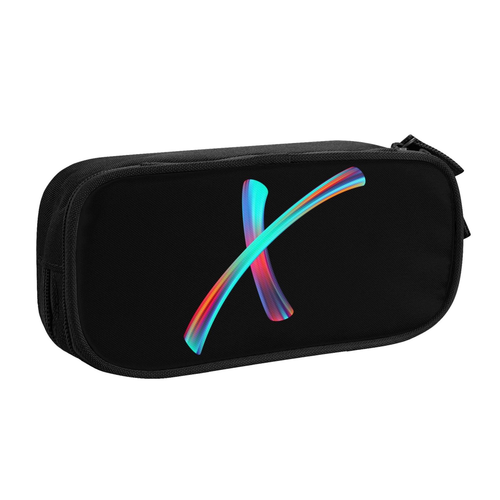 Cute Initial Pencil Case for Kids Students, Large Capacity Pencil Pouch for Boys Girls, Letter Design Pencil Box Pen Bag Office Stationery Organizer, Rainbow Letter X