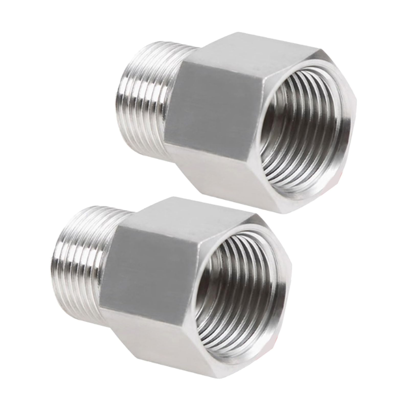 2PCS Industrial Connectors 3 / 8inch Inner Thread 1 / 4inch Outer Thread Steel Plumbing Adapters for Industrial Use NPT Internal and External Thickened Connector