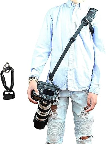Miniatura 1 de Foto&Tech Correa de cuello para cámara DSLR con correa de liberación rápida y seguridad, correa de hombro acolchada ajustable Nkon Cnon Sny Olymps