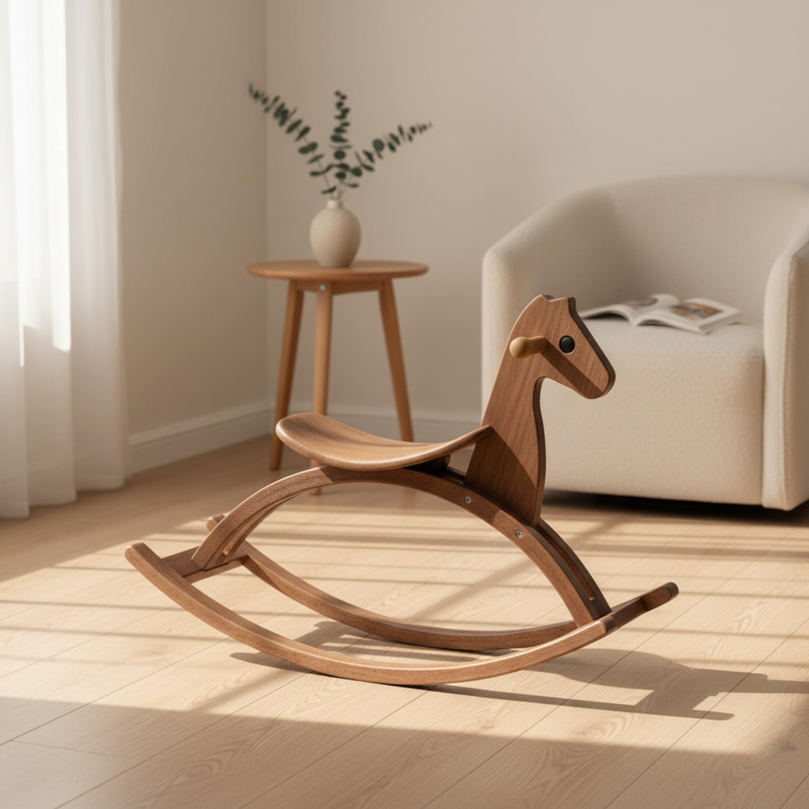 Taburete Mecedor Resistente Balancín Infantil con Asiento Silla para Niños, Madera