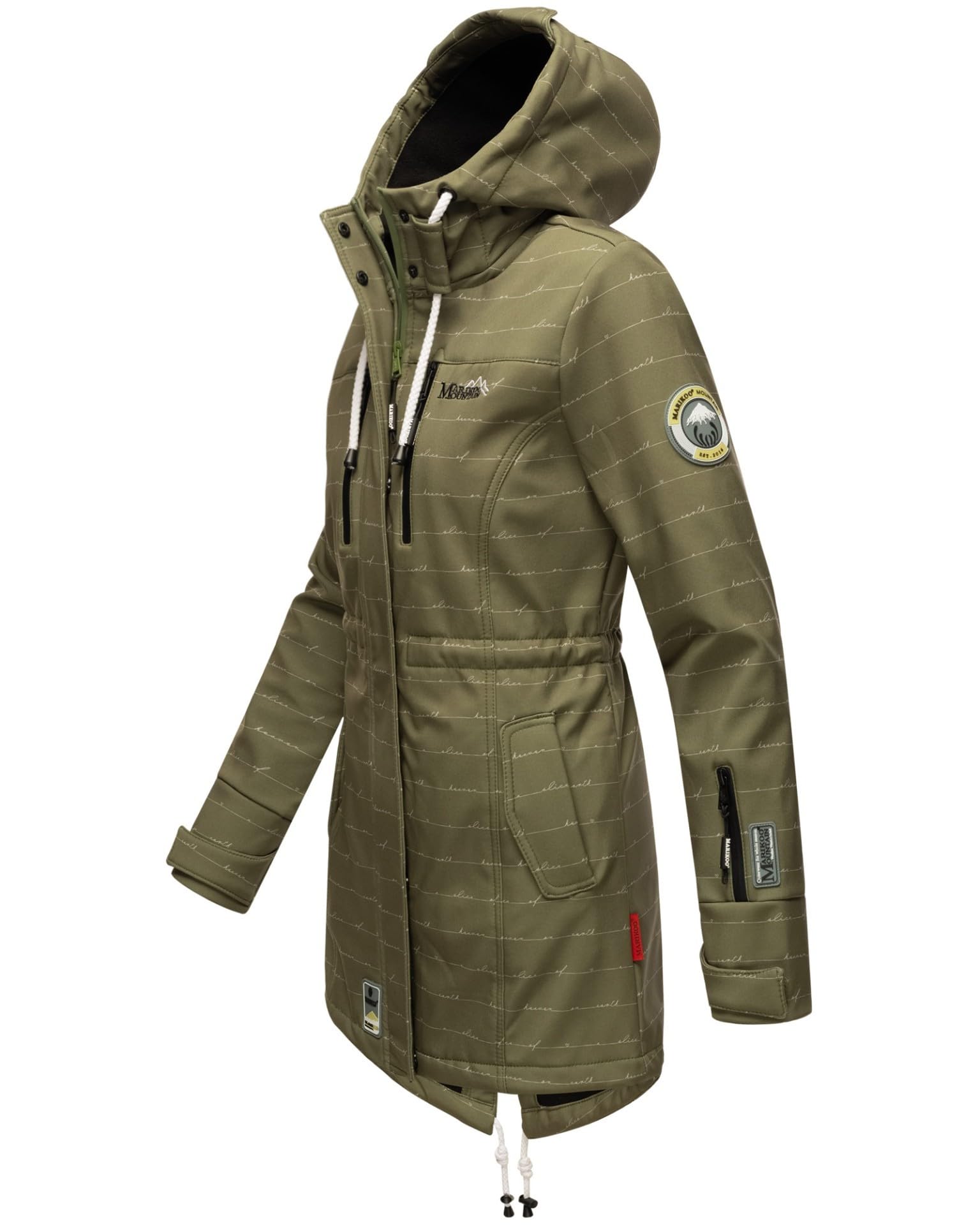 Marikoo B614 Veste softshell pour femme (XS-3XL) avec capuche – Imperméable, intérieur en polaire, poche sur le bras, manteau, veste chaude pour femme