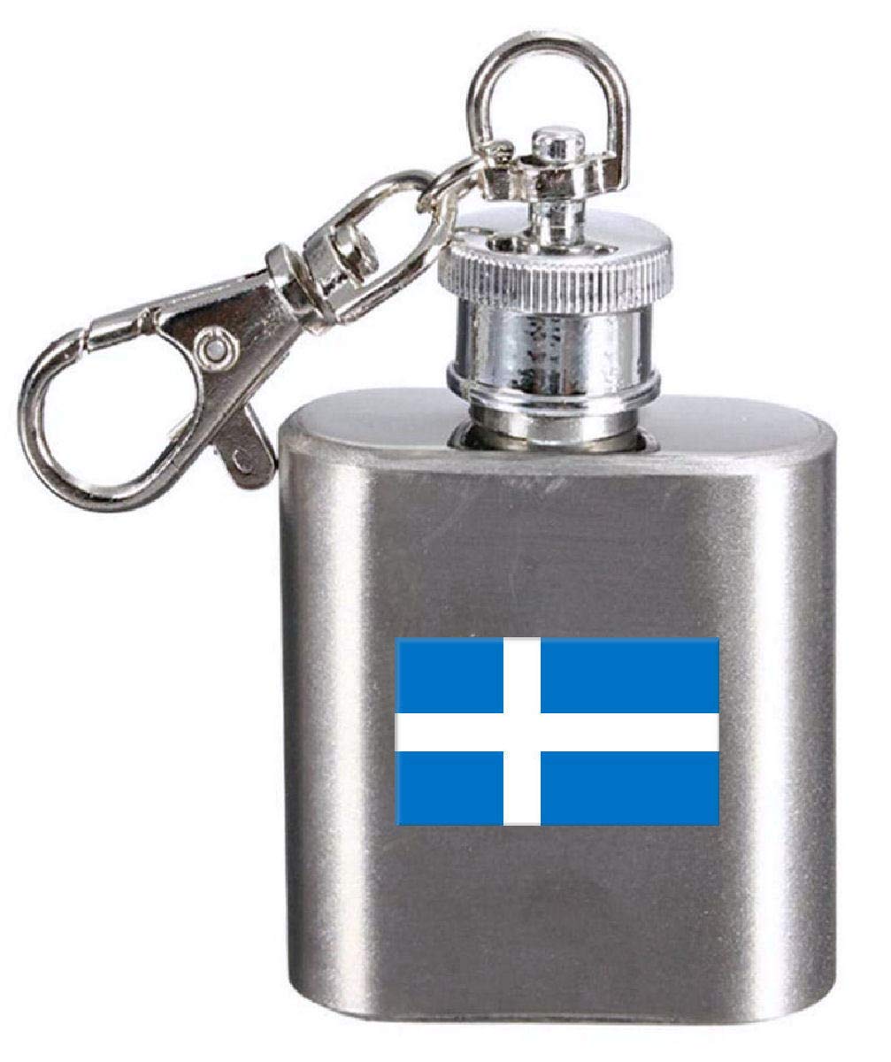 Flasque porte-clés gravé drapeau Estonie, mini fiole de poche acier