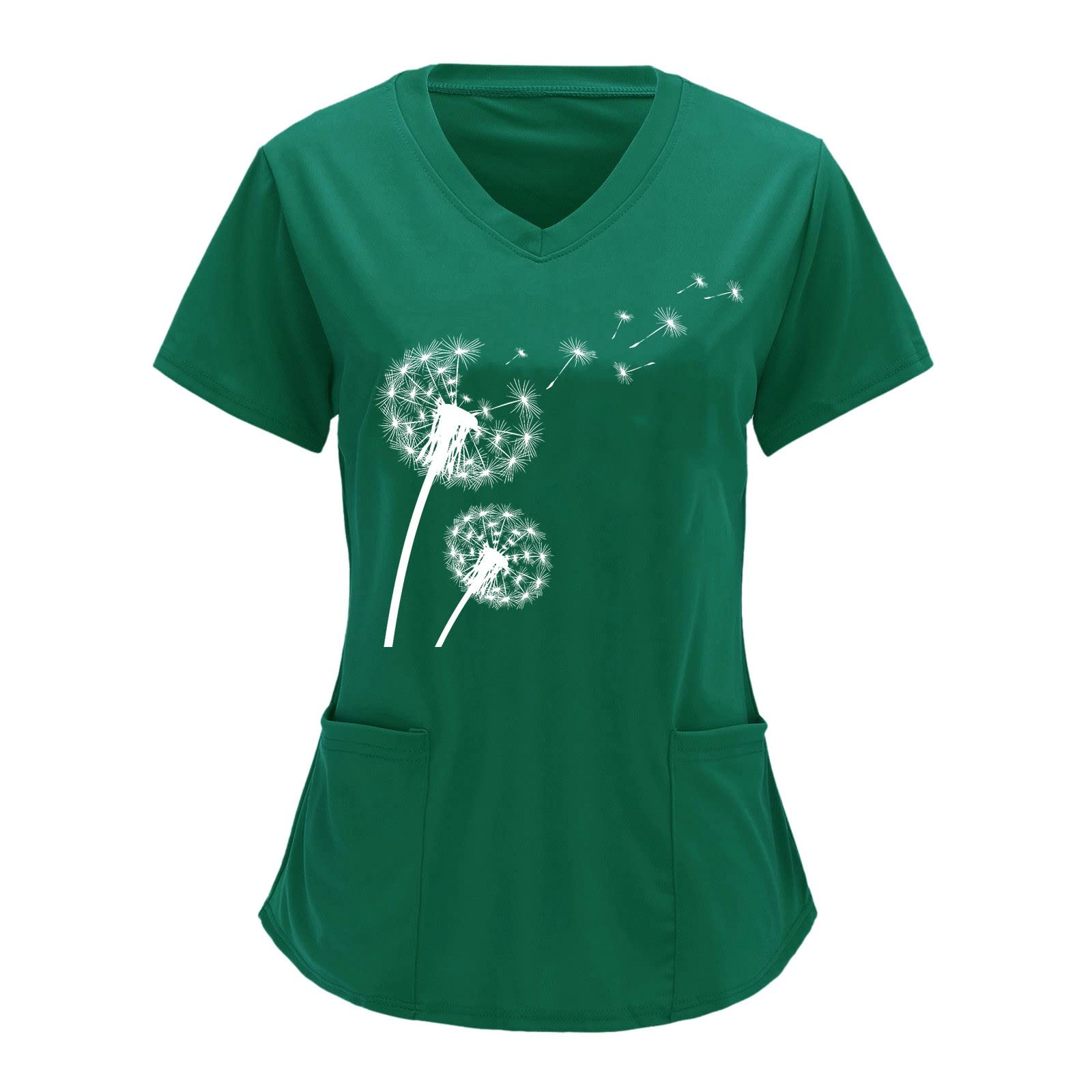 ADMAY Blusa para mujer elegante tops de gimnasio camiseta mujer estampado manga corta cuello de pico sólido camisas blusa tops con bolsillos top hermanos madera camiseta mujer