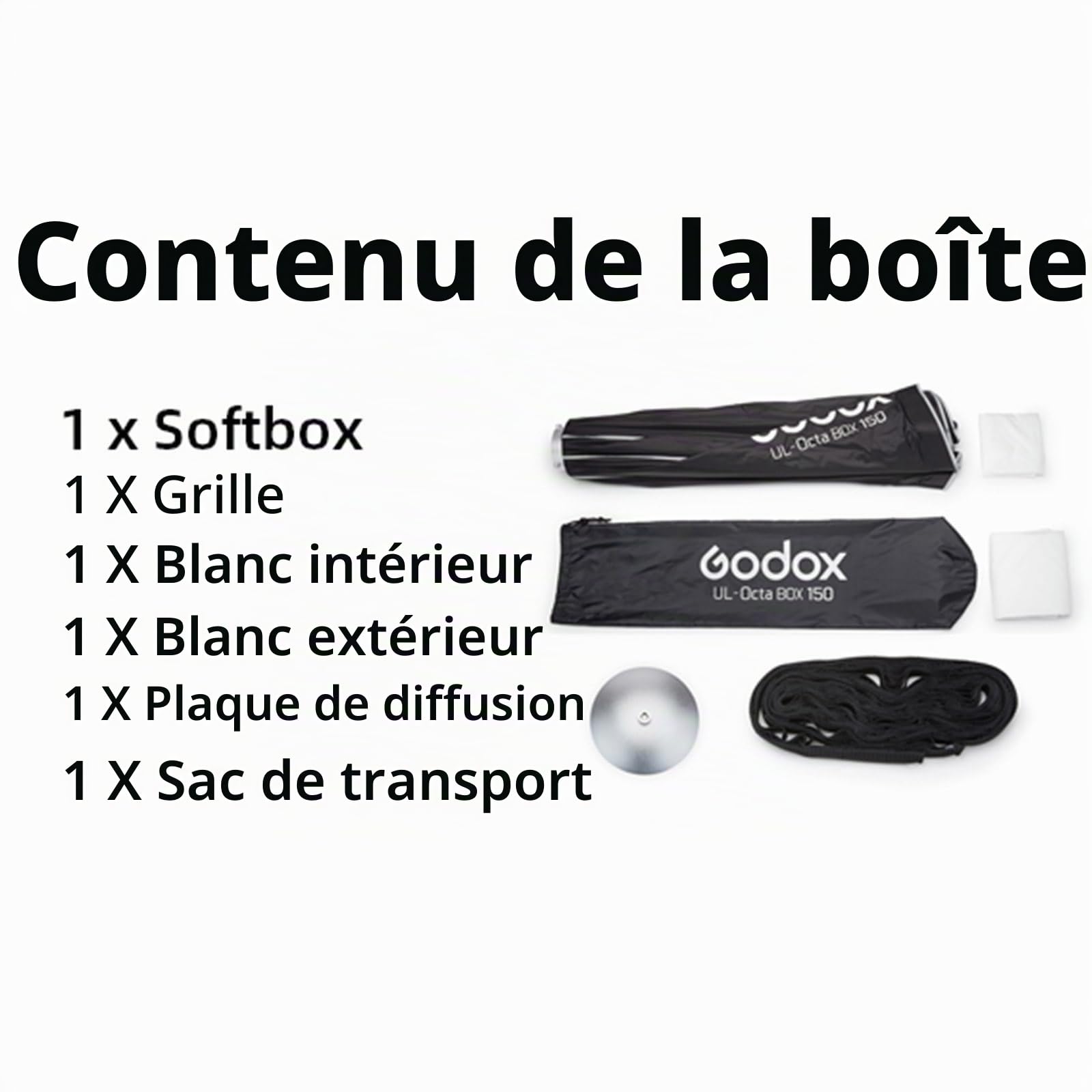 Godox Octa150 Softbox Octogonal 150cm avec Monture Bowens - Boîte à Lumière Pliable Portable avec Grille et Diffuseur pour Photo et Vidéo Professionnelle